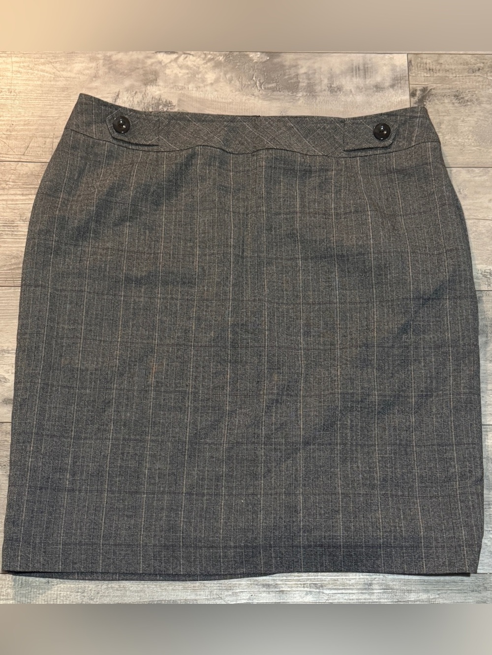 Cleo Grey Plaid Pencil Skirt, Size 16